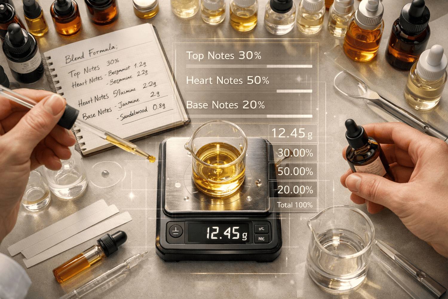 Measuring fragrance oils on scale