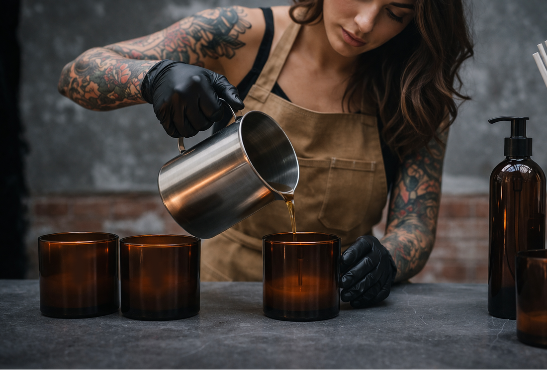 Woman in Studio pouring Wax