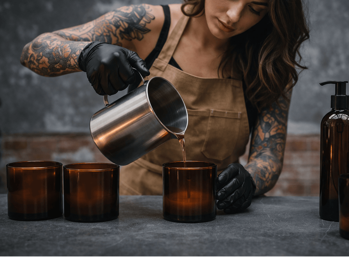 Woman in Studio pouring Wax